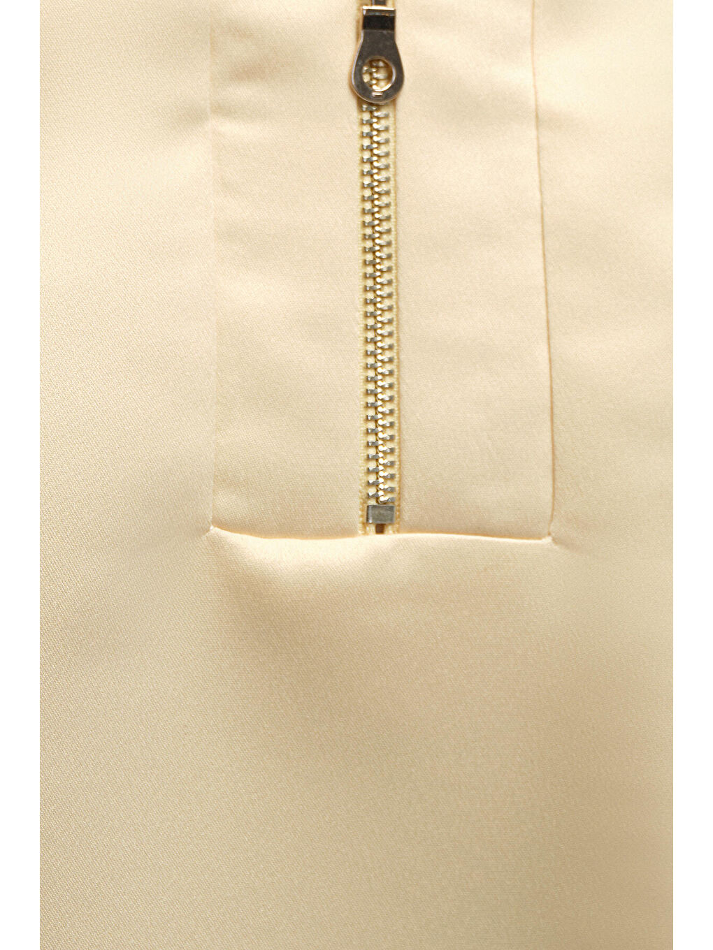 Bej Fermuarlı Saten Sweatshırt-5