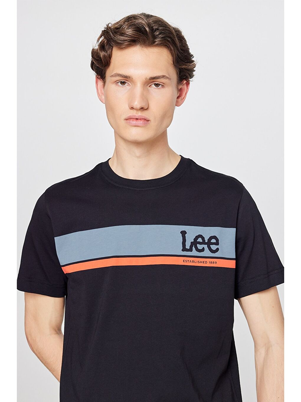 Siyah Regular Fit Normal Kesim Sıfır Yaka %100 Pamuk Logolu Tişört-3