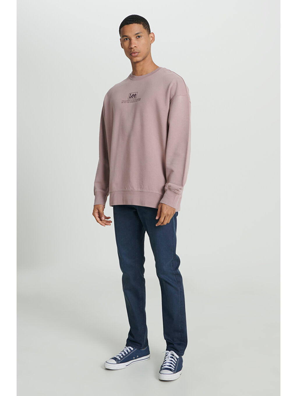 Mor Loose Fit Rahat Kesim %100 Pamuk Bisiklet Yaka Şardonlu Sweatshirt-2