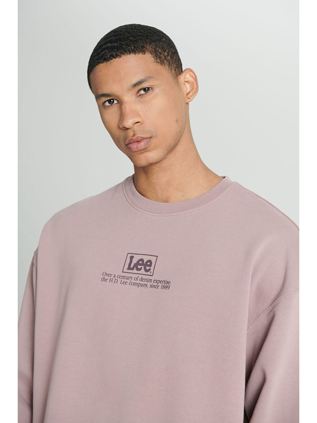 Mor Loose Fit Rahat Kesim %100 Pamuk Bisiklet Yaka Şardonlu Sweatshirt-3