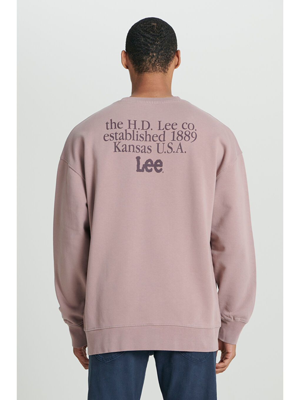 Mor Loose Fit Rahat Kesim %100 Pamuk Bisiklet Yaka Şardonlu Sweatshirt-4