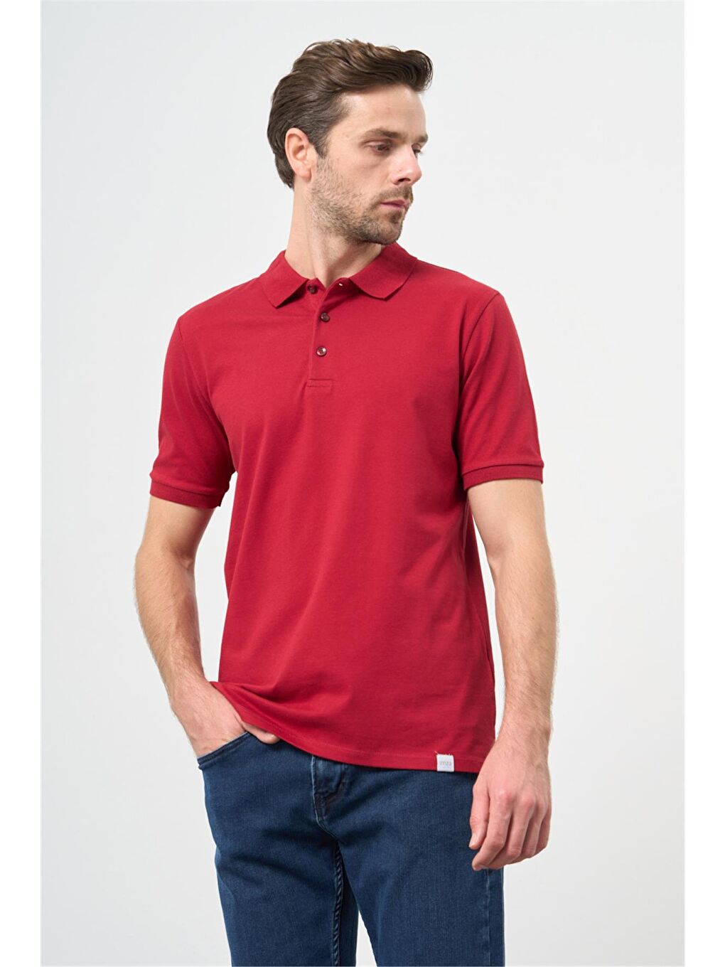 Bordo Kısa Kol Düz Pike Polo Yaka Casual Slim Fit Tişört 1011240194-1
