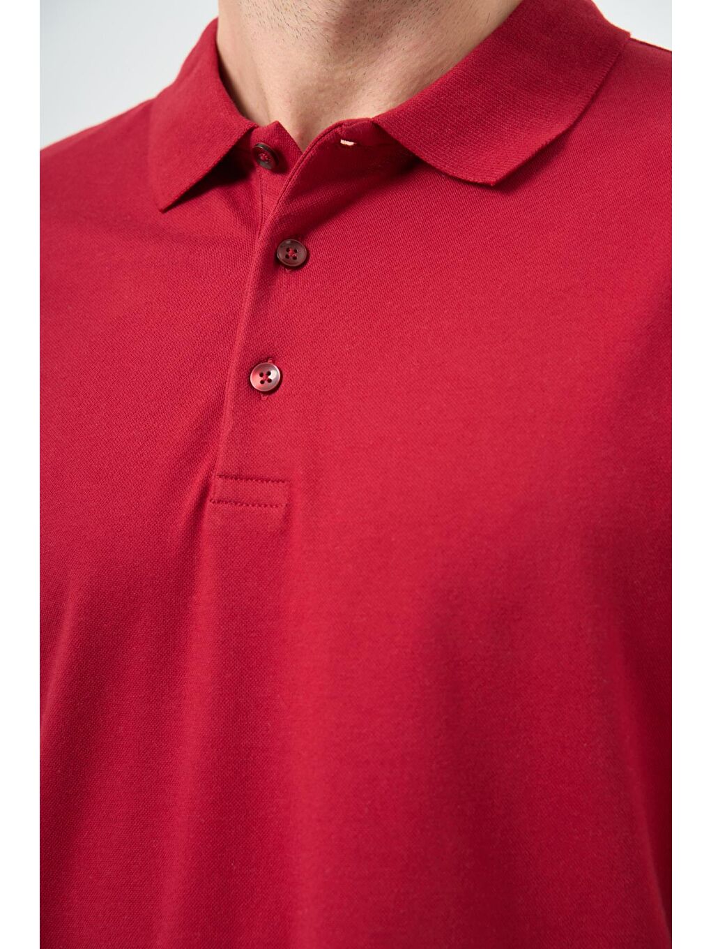 Bordo Kısa Kol Düz Pike Polo Yaka Casual Slim Fit Tişört 1011240194-2