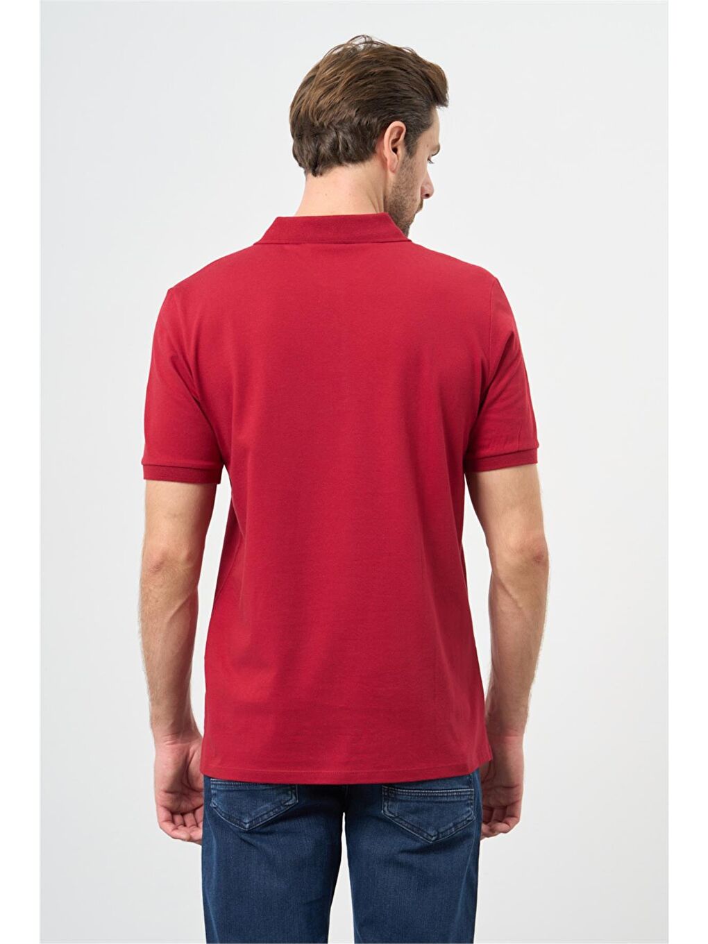 Bordo Kısa Kol Düz Pike Polo Yaka Casual Slim Fit Tişört 1011240194-3