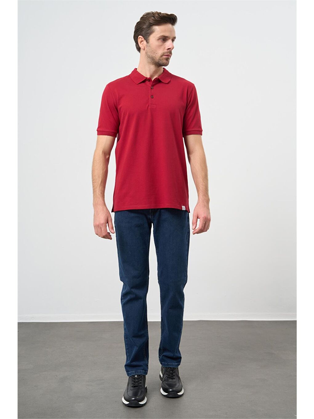 Bordo Kısa Kol Düz Pike Polo Yaka Casual Slim Fit Tişört 1011240194-4