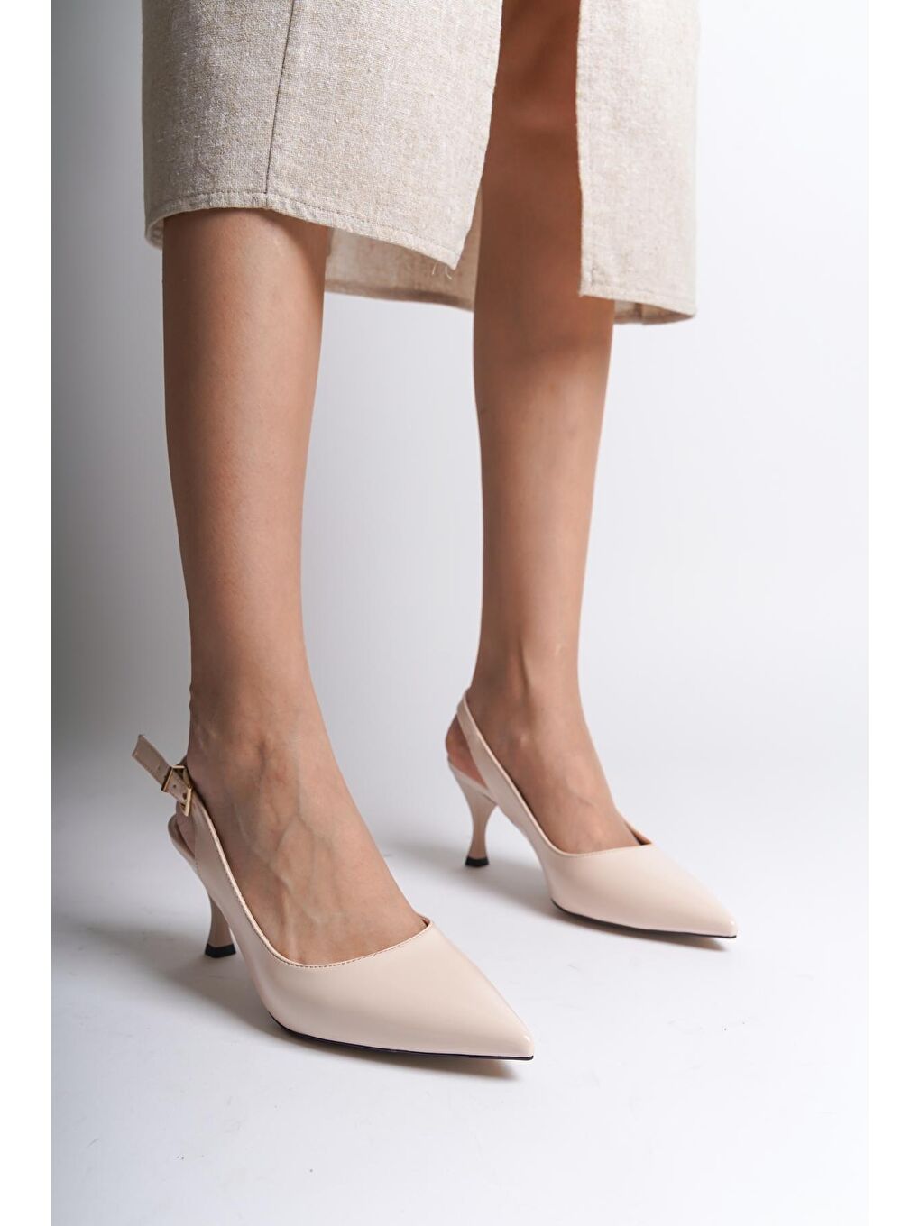Capone Outfitters Bej Orta Topuklu Stiletto - 4