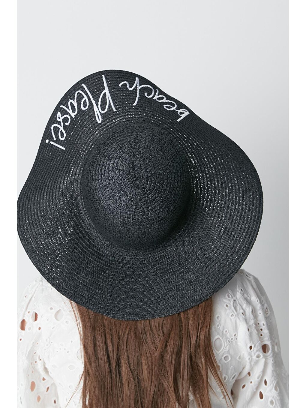 Beach Please Hasır Plaj Şapkası Y8203 Siyah-2