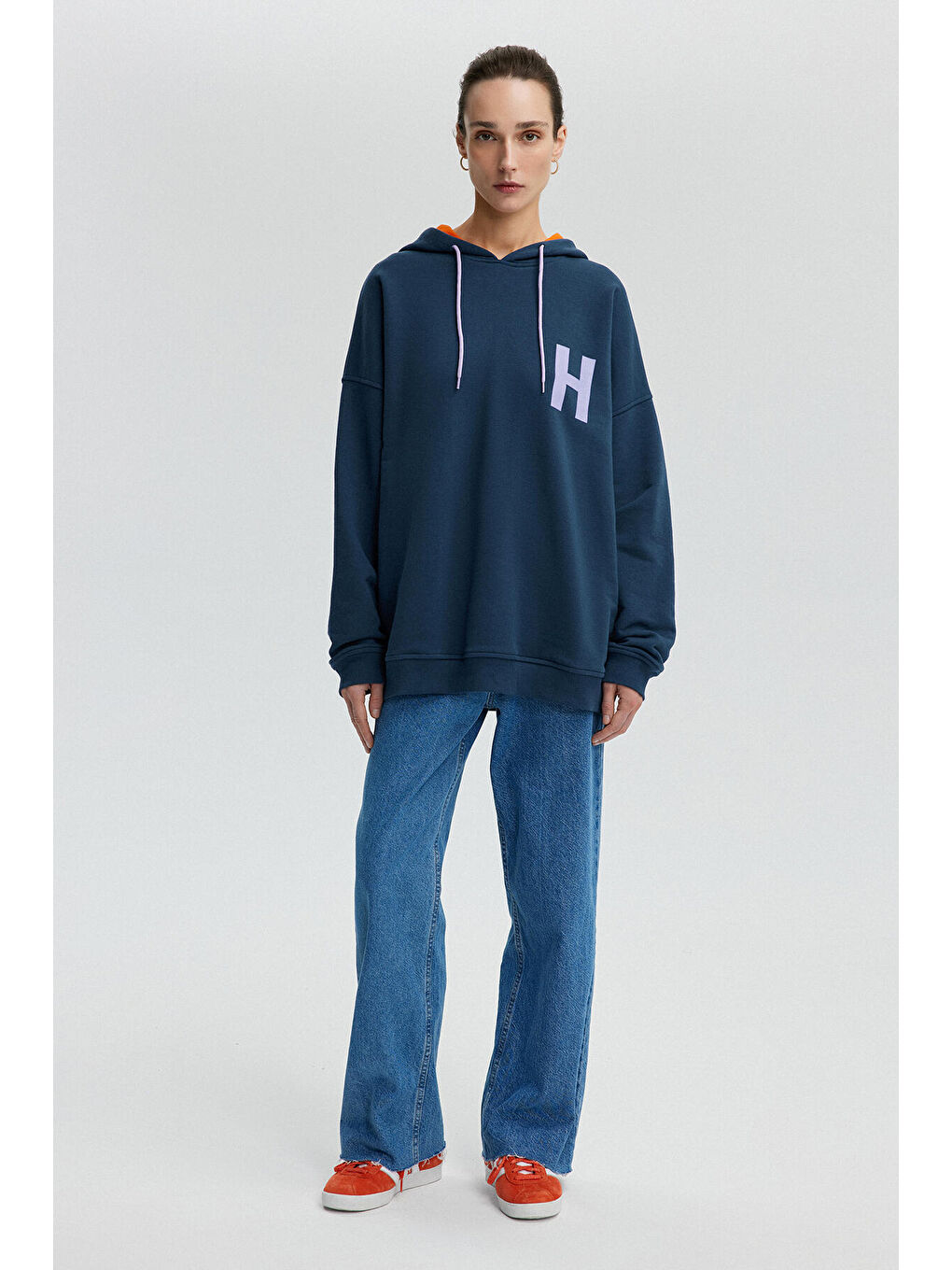 Antrasit Harf Baskılı Oversıze Sweatshırt-1