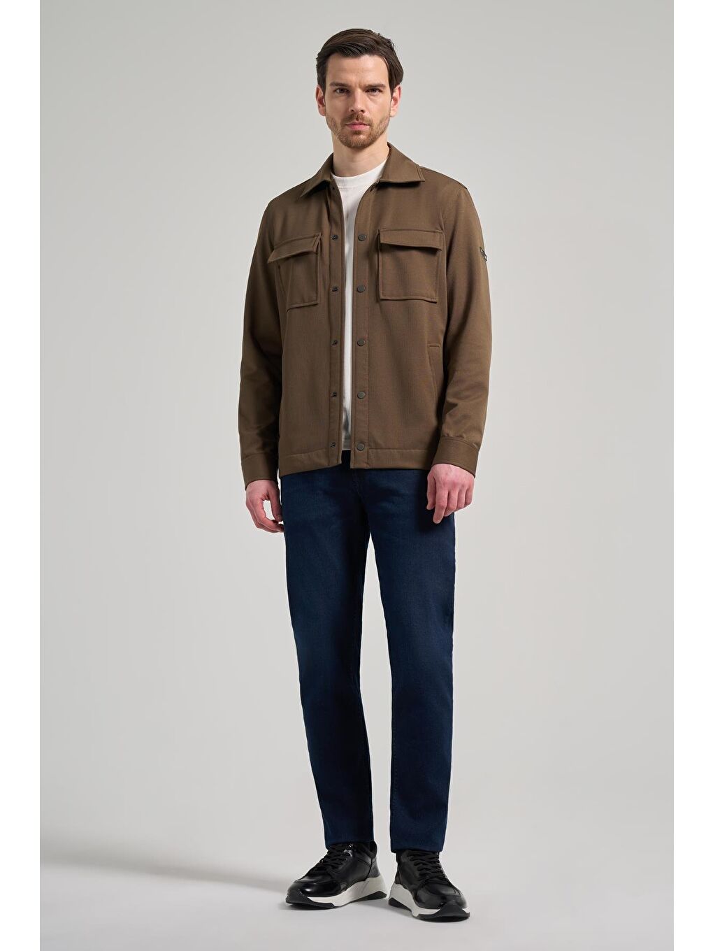 Kahverengi Vizon Armürlü Bebe Yaka Kendinden Pamuklu Garnisiz-Biyesiz Standart Fit Mont 1007245163-1