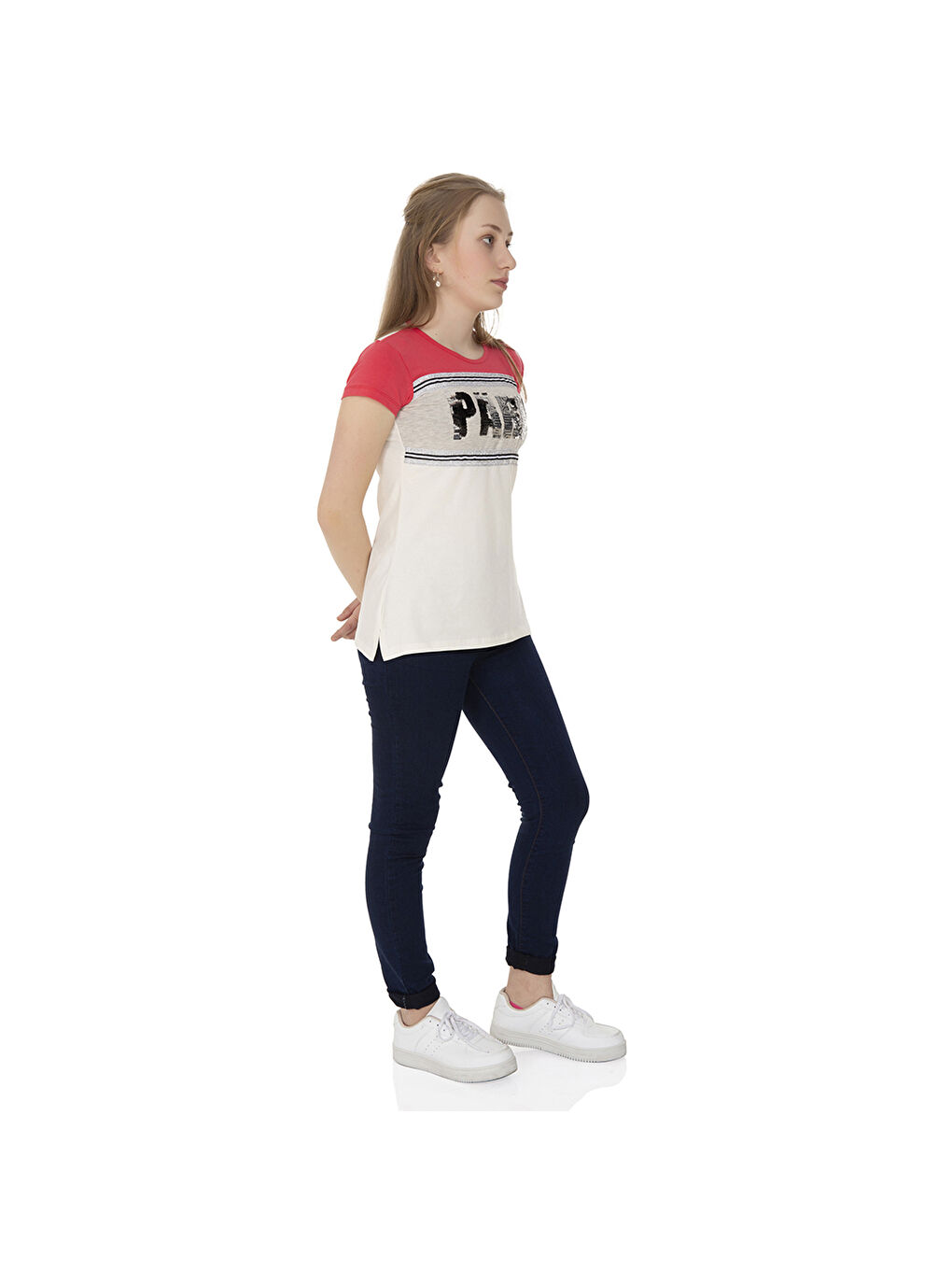 Toontoykids Ekru Kız Çocuk T-Shirt Paris Pul Nakış - 1