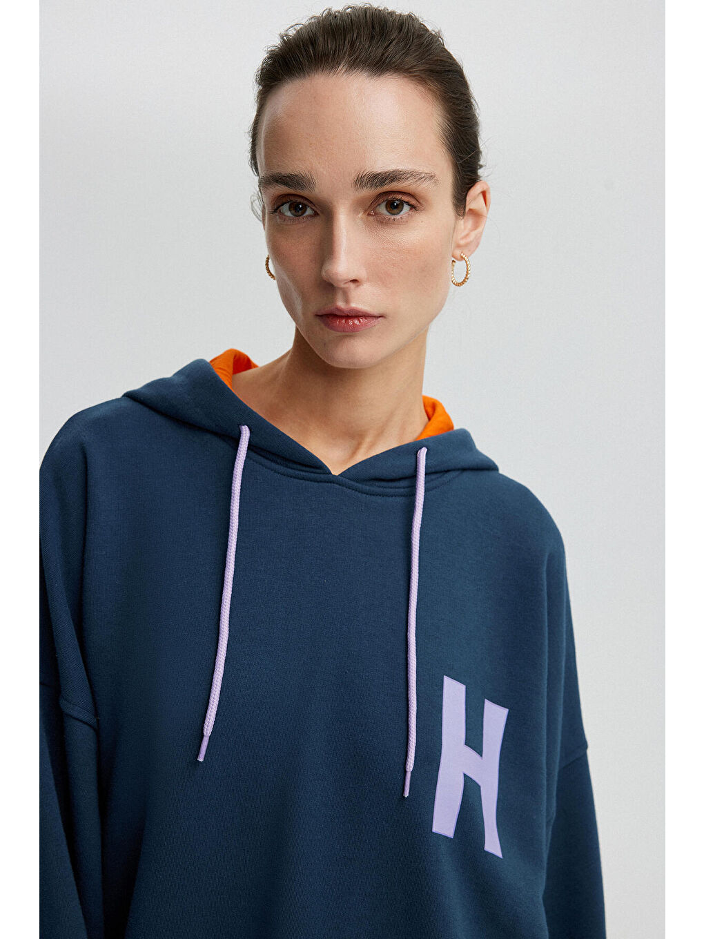 Antrasit Harf Baskılı Oversıze Sweatshırt-5