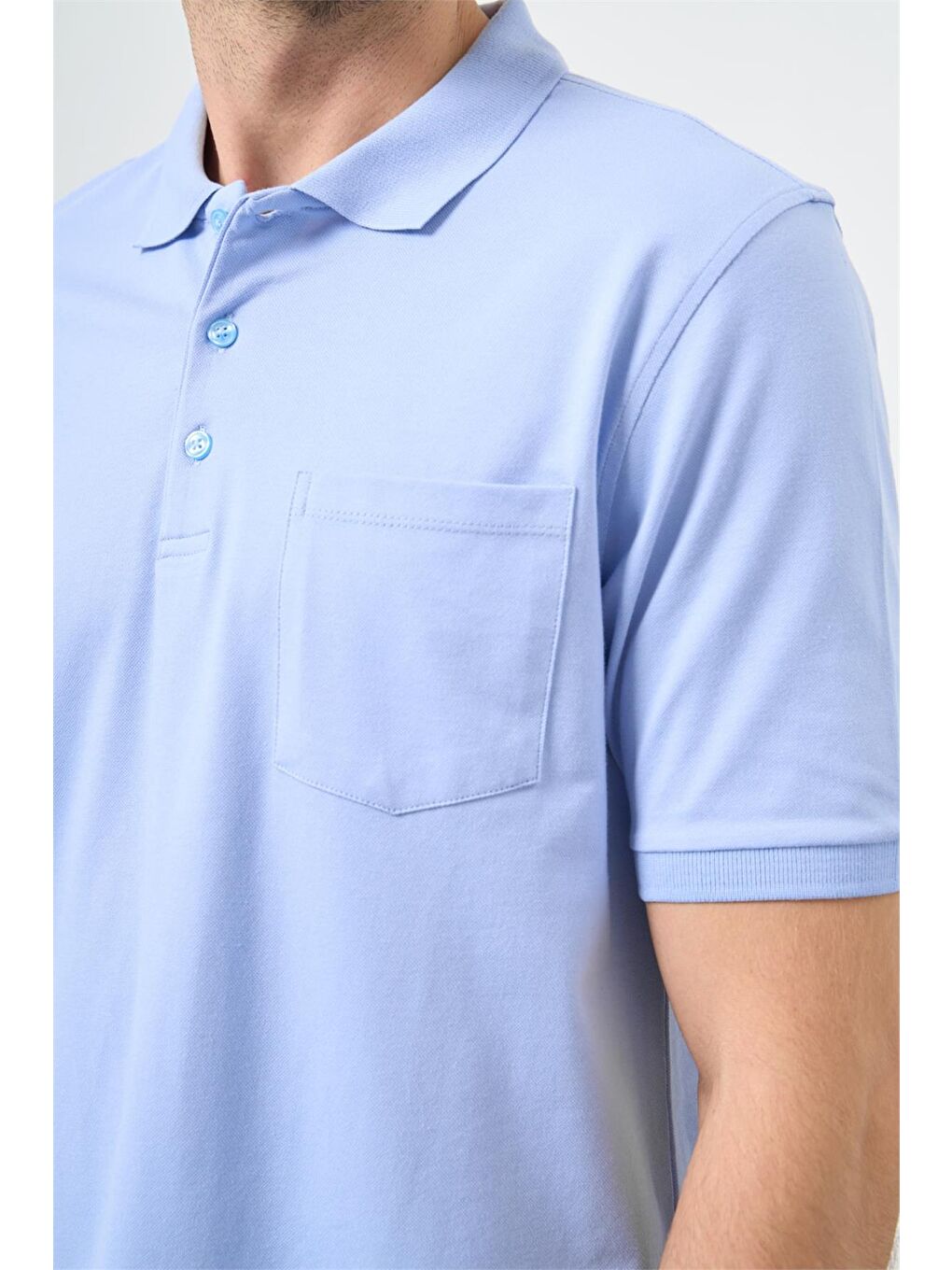 Koyu Mavi Kısa Kol Düz Pike Polo Yaka Casual Comfort Fit Tişört 1011240195-3