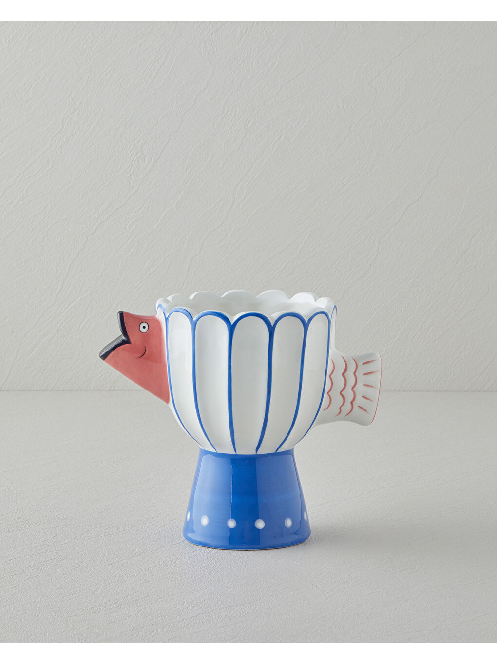 Beyaz Fish Seramik Vazo 18 cm Multicolor