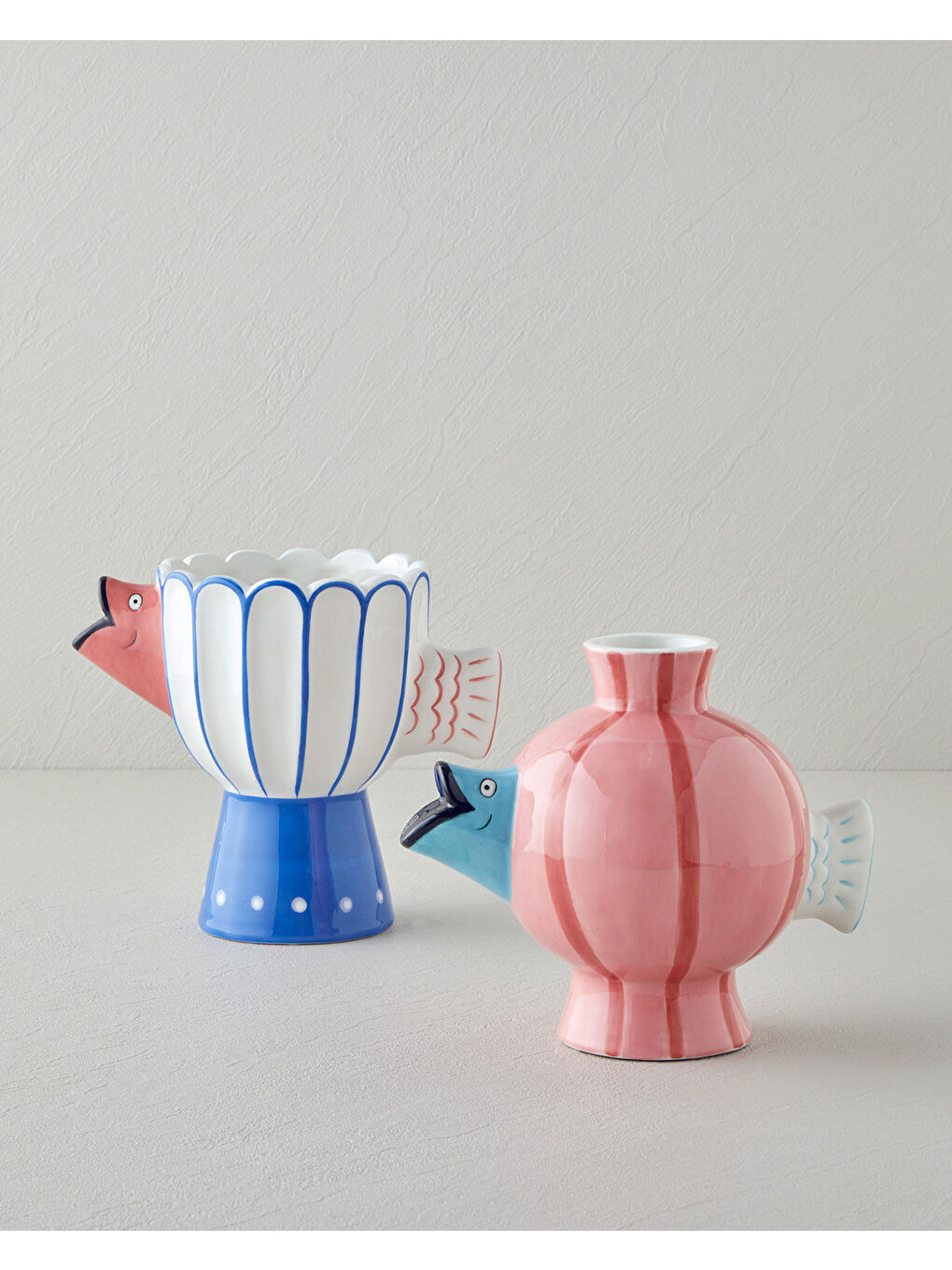 Beyaz Fish Seramik Vazo 18 cm Multicolor-2