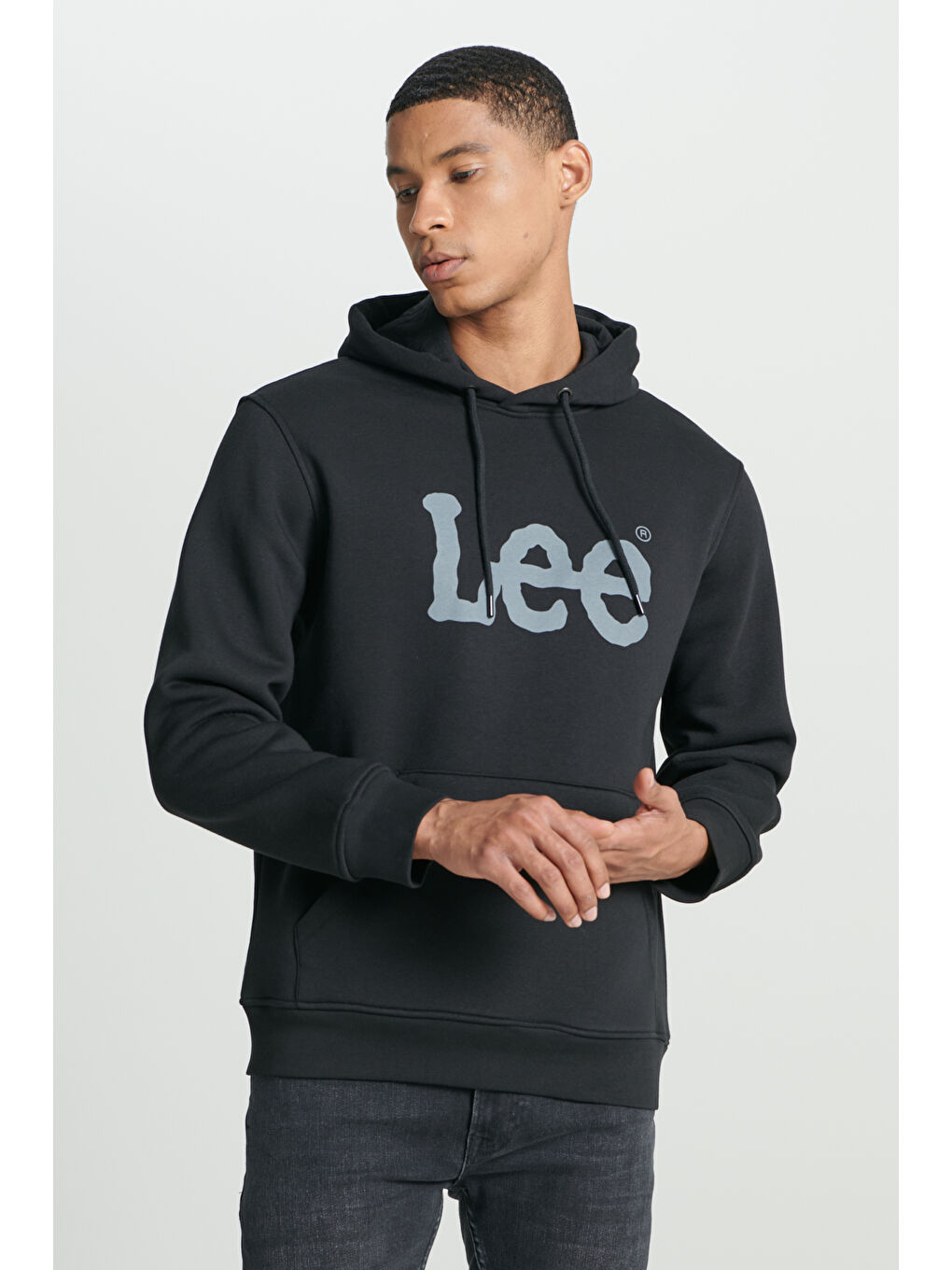 Siyah Regular Fit Normal Kesim %100 Pamuk Kapüşonlu Sweatshirt