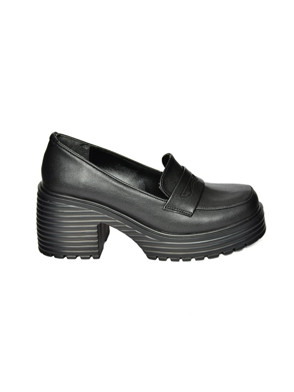 R9960520 Siyah Kadın Topuklu Loafer Ayakkabı
