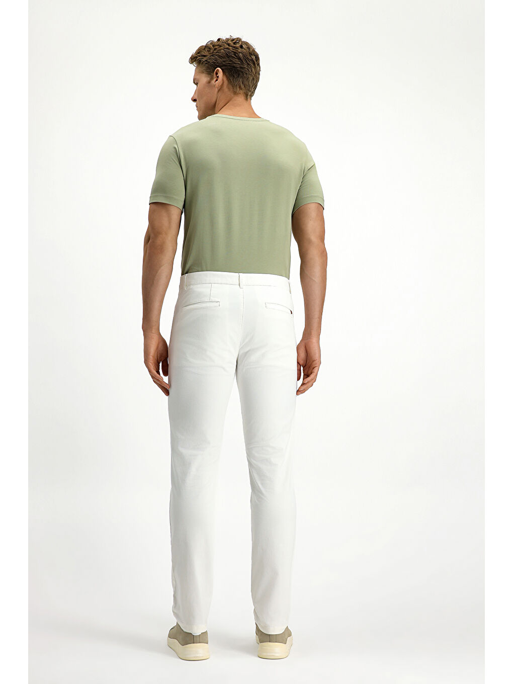 Ekru Slim Fit Dar Kesim Elastanlı Kanvas / Chino Pantolon-3