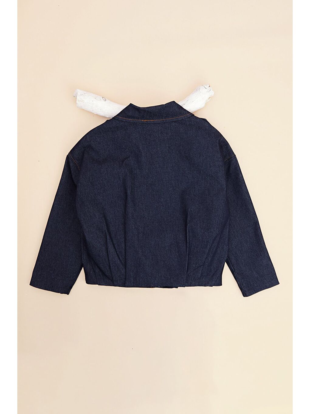 Lacivert Fermuarlı Pileli Kız Çocuk Ceket-2
