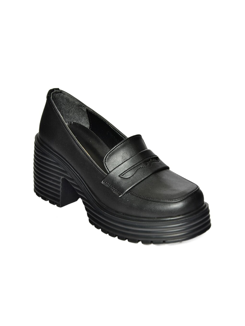 R9960520 Siyah Kadın Topuklu Loafer Ayakkabı-3