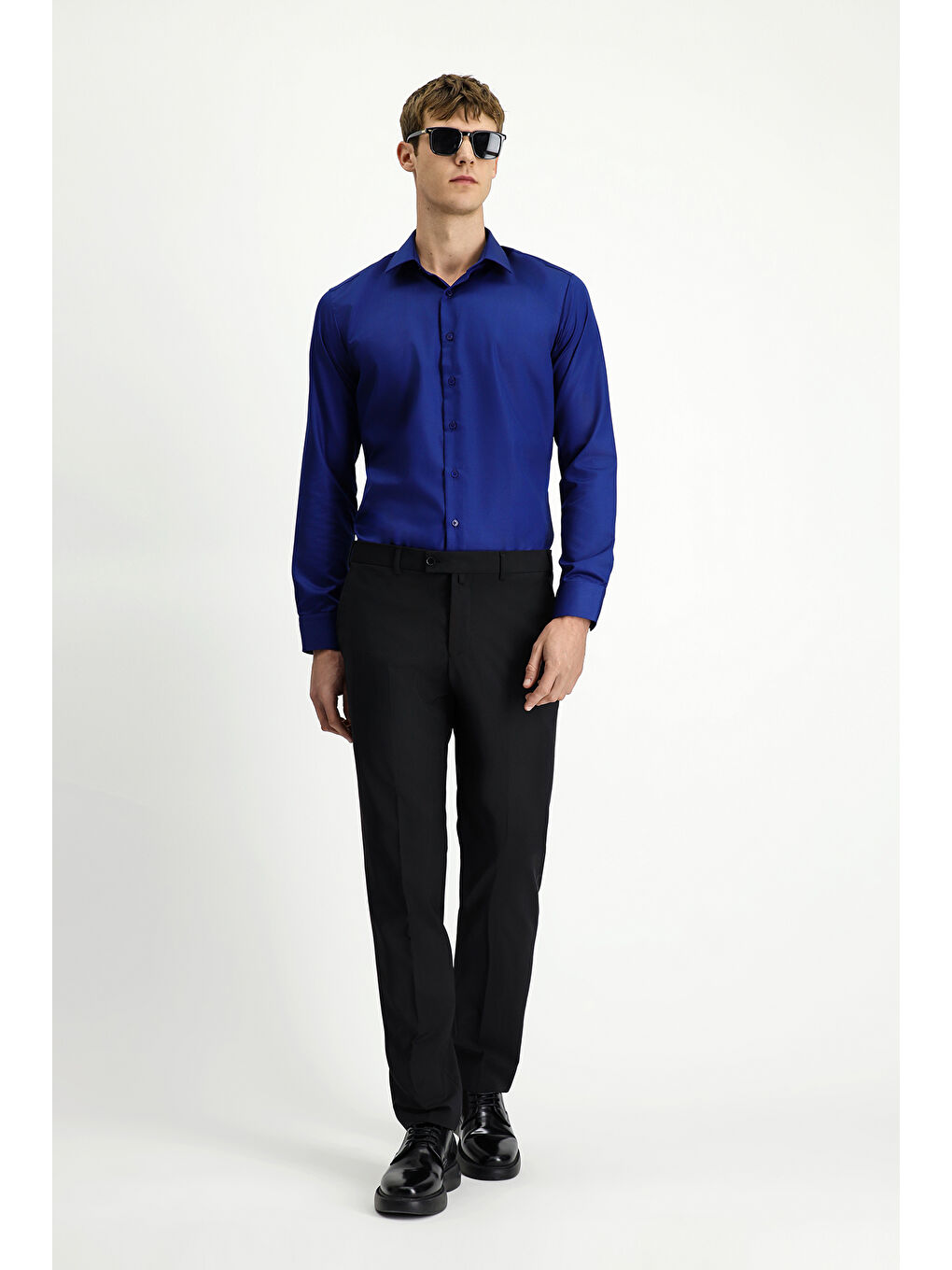 Siyah Regular Fit Yünlü Klasik Kumaş Pantolon