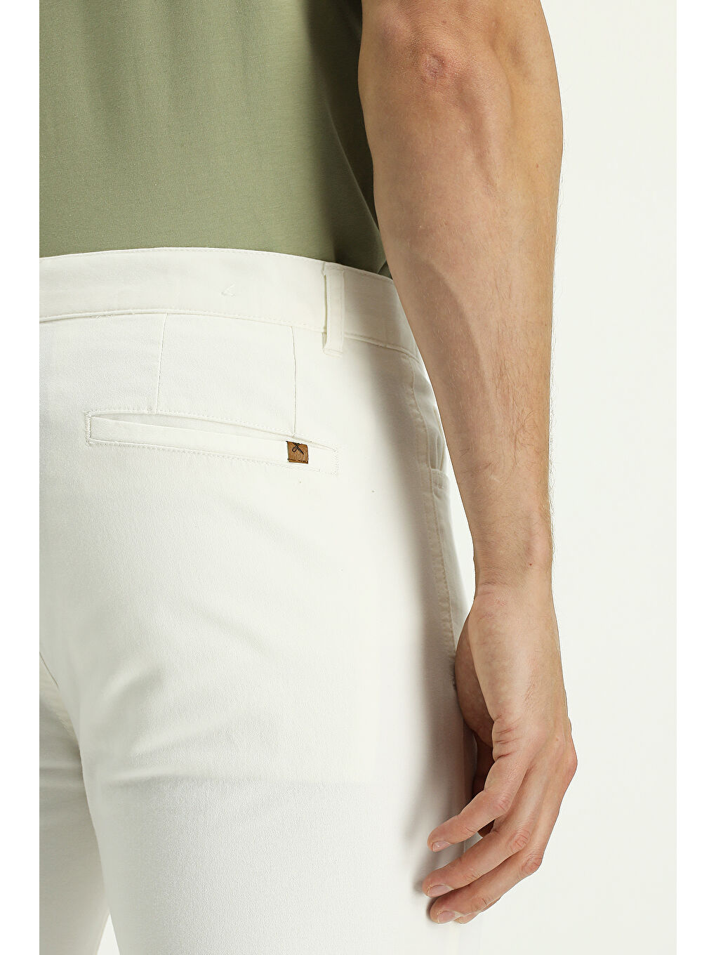 Ekru Slim Fit Dar Kesim Elastanlı Kanvas / Chino Pantolon-5