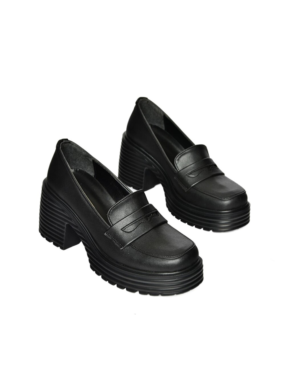 R9960520 Siyah Kadın Topuklu Loafer Ayakkabı-4