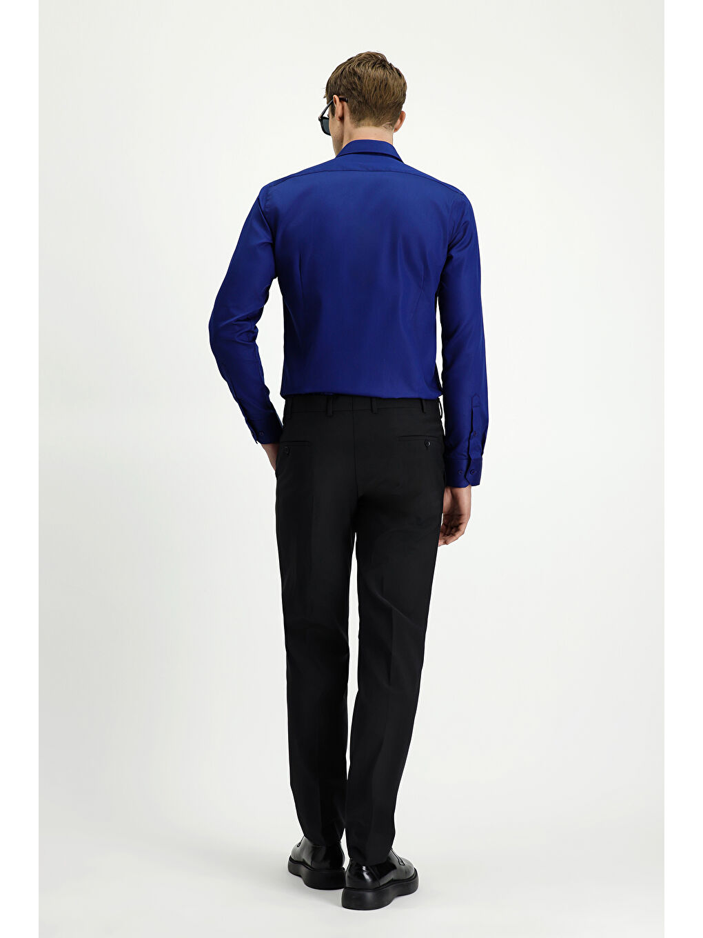 Siyah Regular Fit Yünlü Klasik Kumaş Pantolon-3