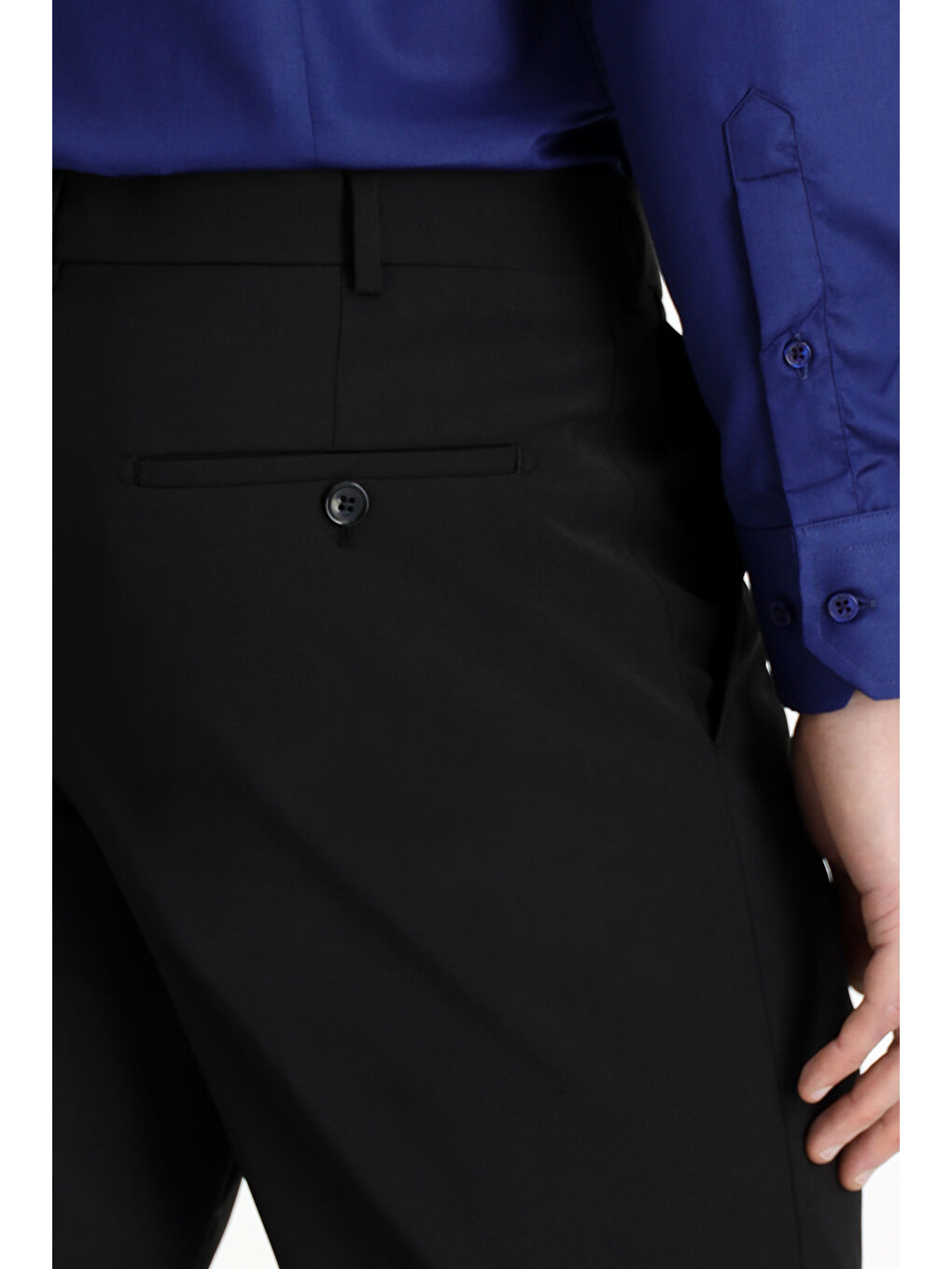 Siyah Regular Fit Yünlü Klasik Kumaş Pantolon-5