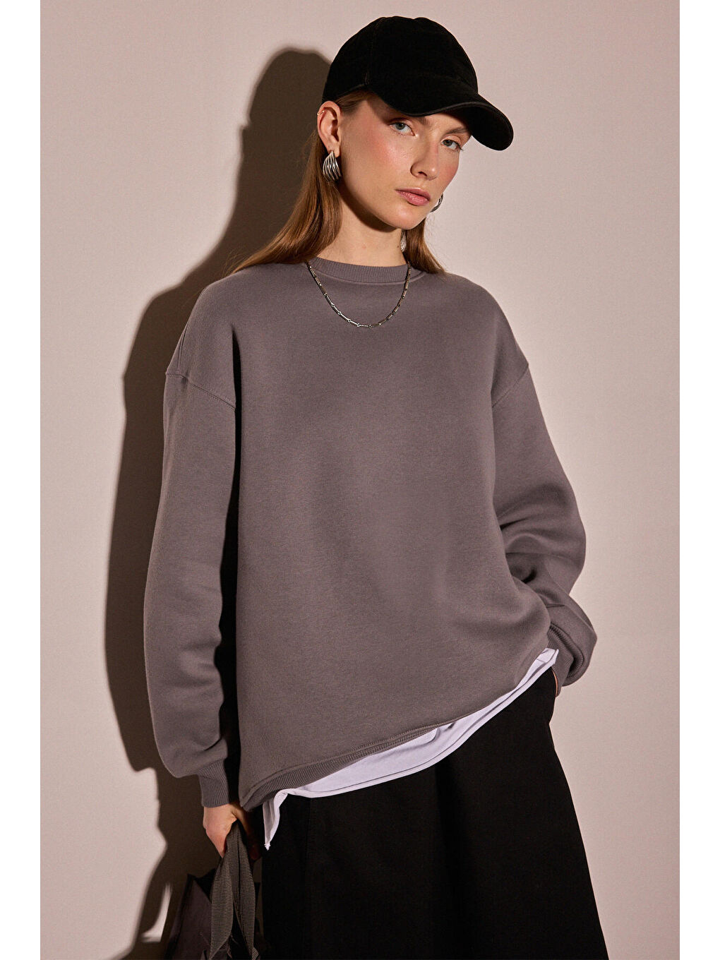 Antrasit Oversıze Sweatshırt-2