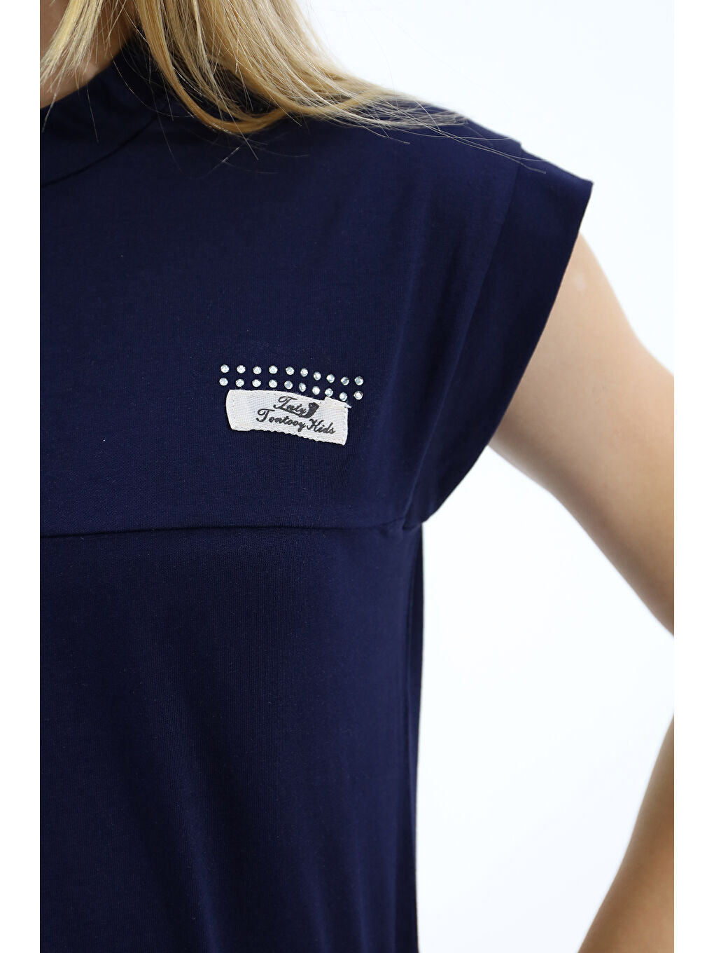 Lacivert Kız Çocuk Okul Tişört-1