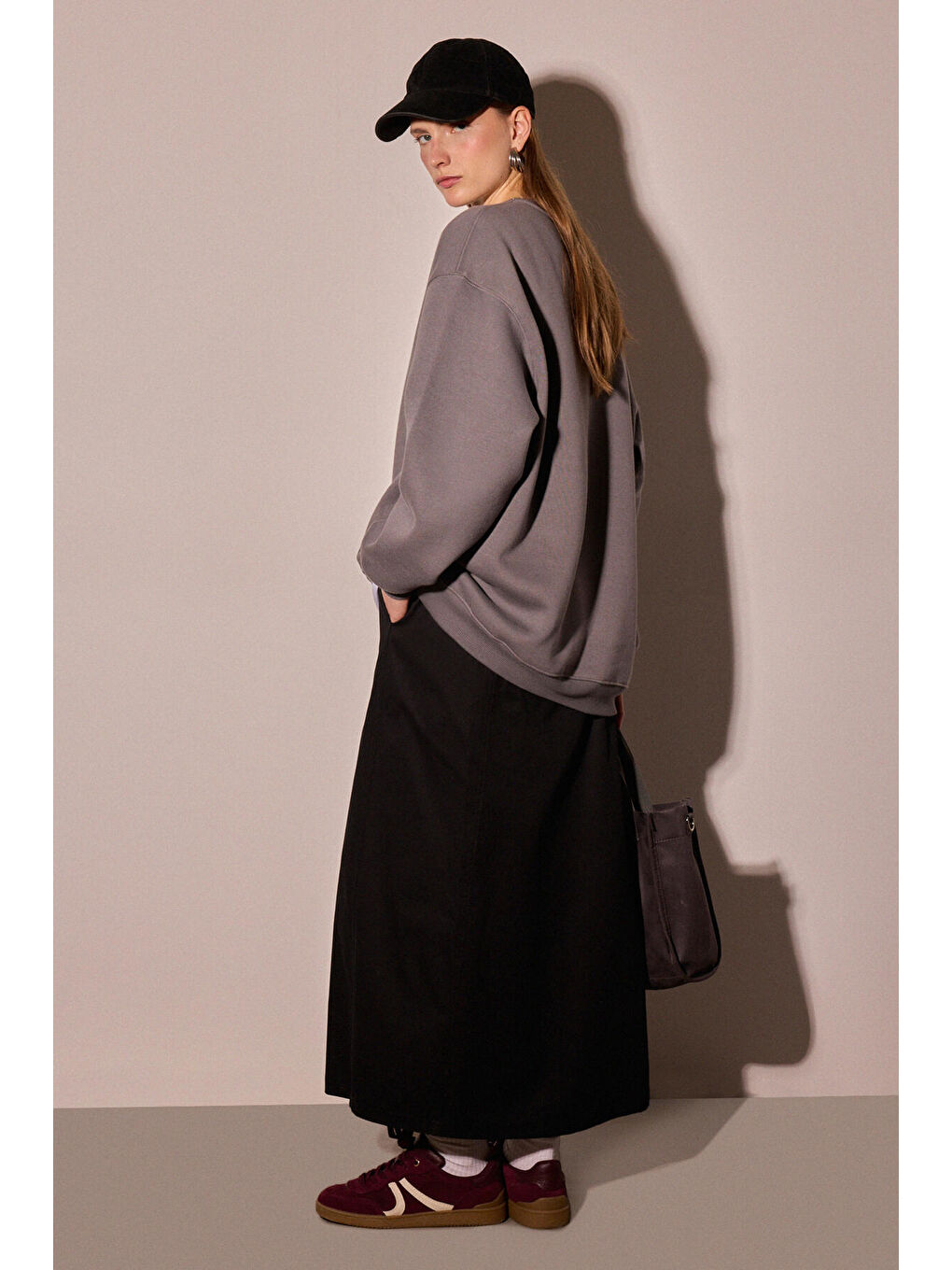 Antrasit Oversıze Sweatshırt-4