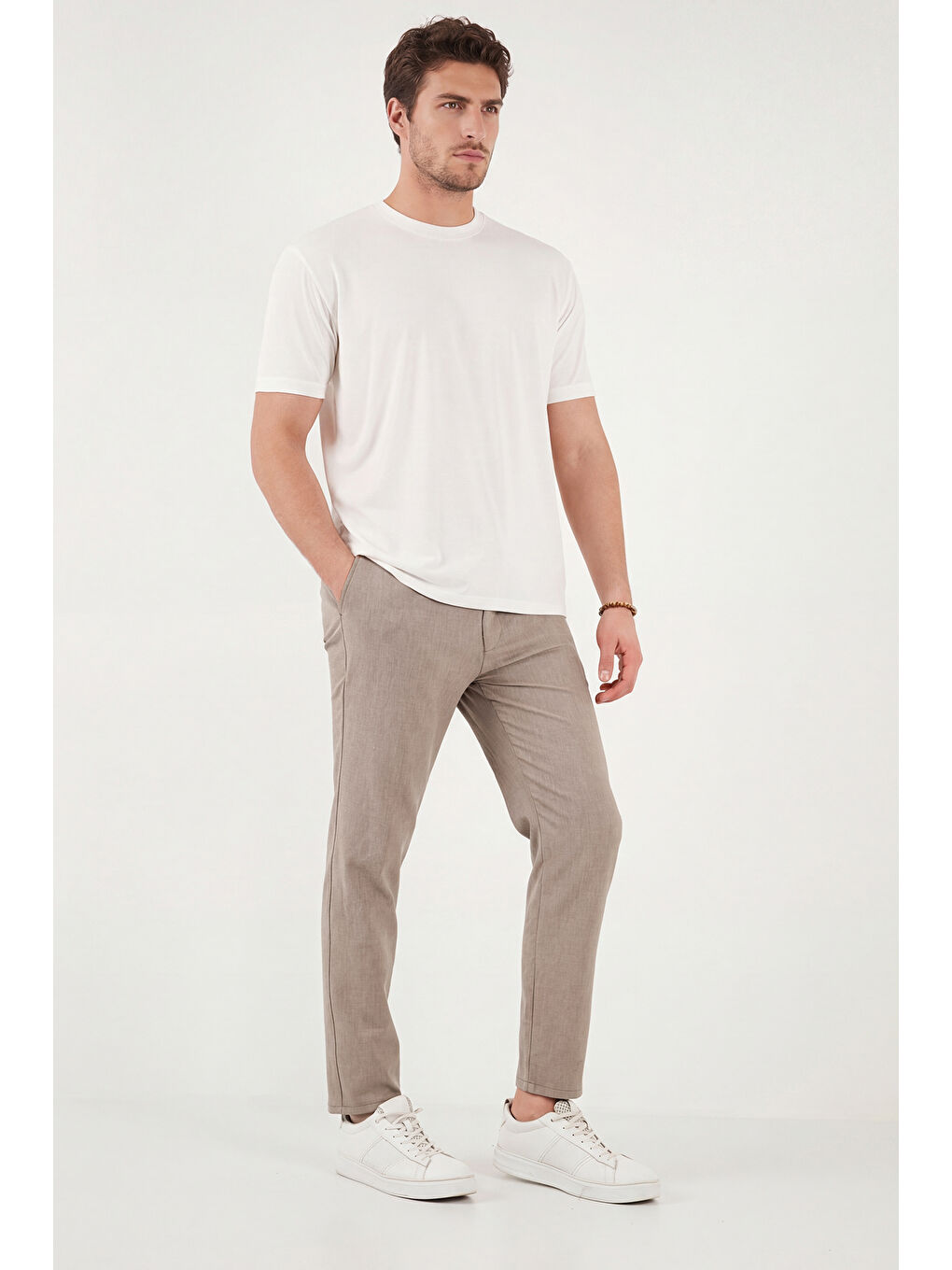 Bej Slim Fit Normal Bel Daralan Paça Pantolon 6843649-2