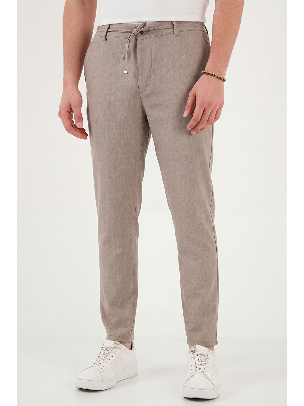 Bej Slim Fit Normal Bel Daralan Paça Pantolon 6843649-3