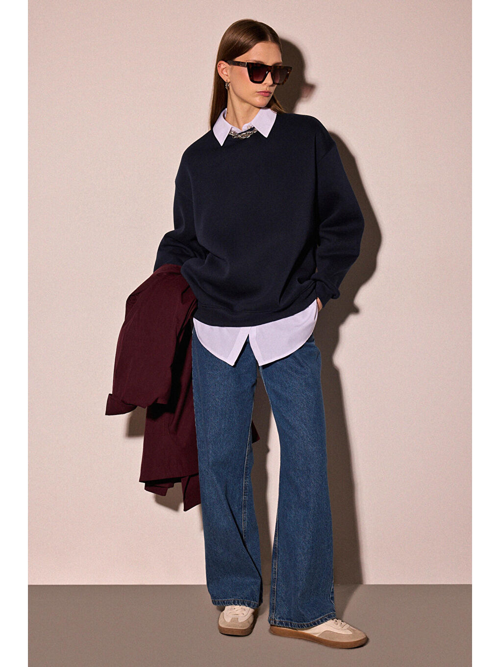 Lacivert Oversıze Sweatshırt-1