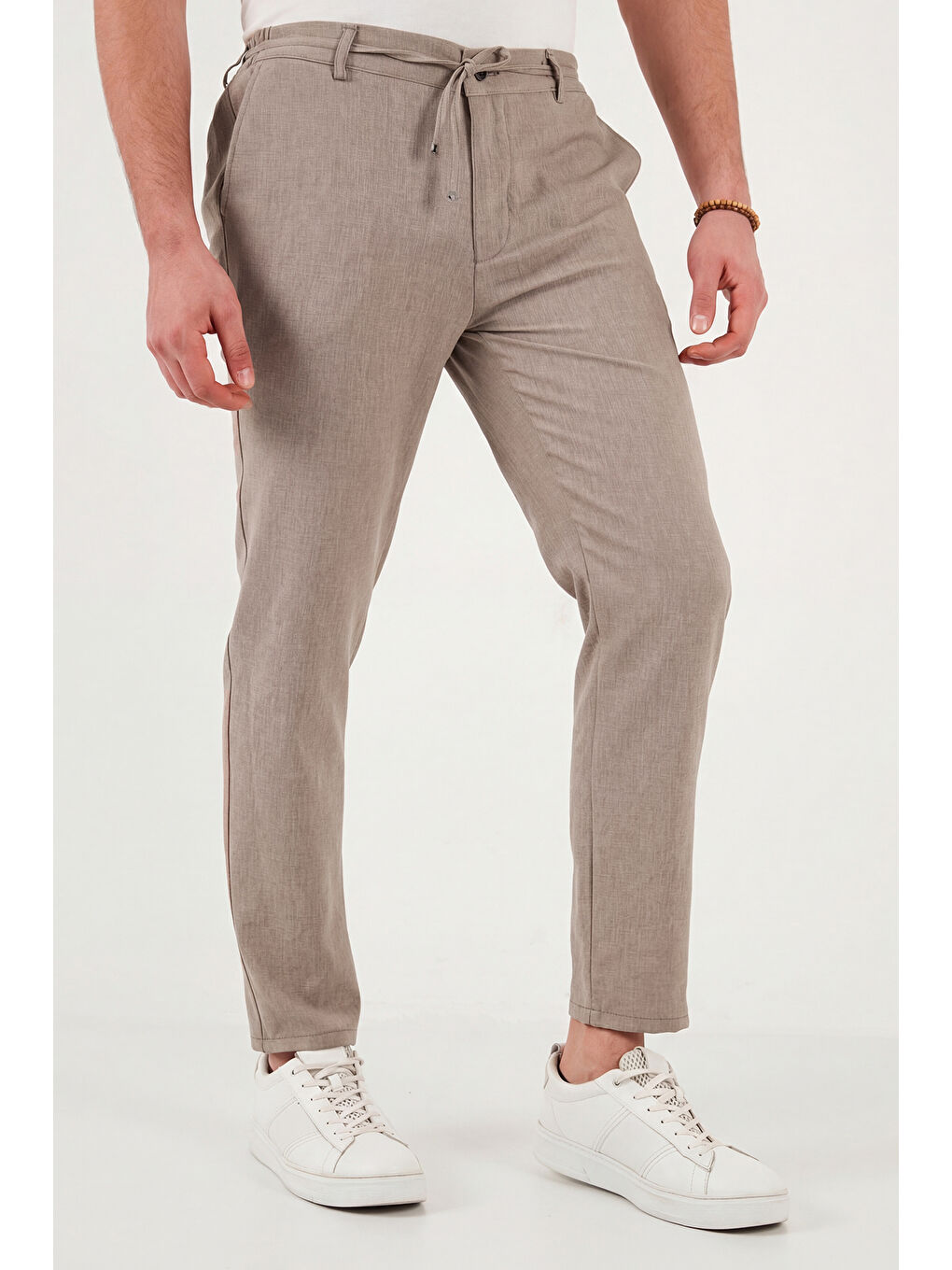 Bej Slim Fit Normal Bel Daralan Paça Pantolon 6843649-4