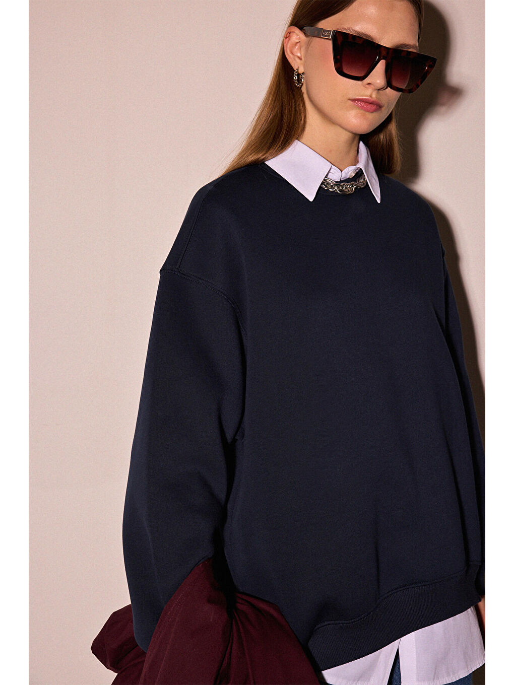 Lacivert Oversıze Sweatshırt-4