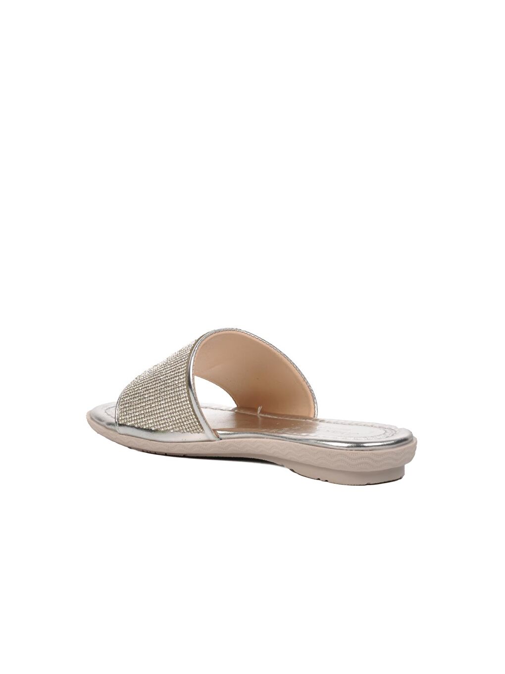 Gri Gümüş Kadın Taşlı İnce Taban Terlik 246012-3