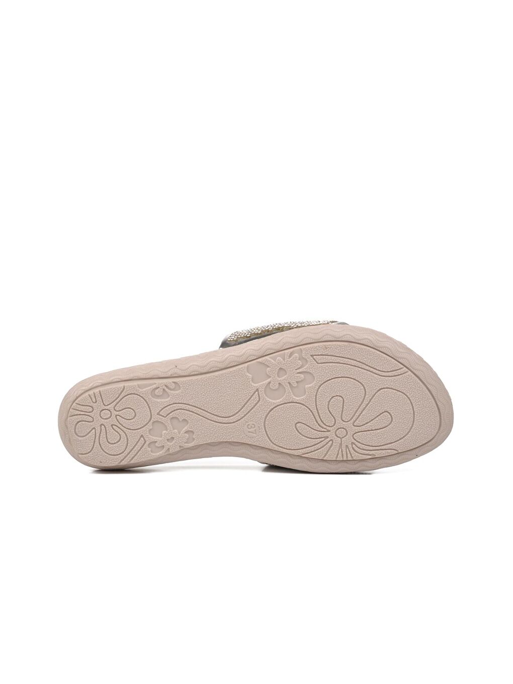 Gri Gümüş Kadın Taşlı İnce Taban Terlik 246012-4