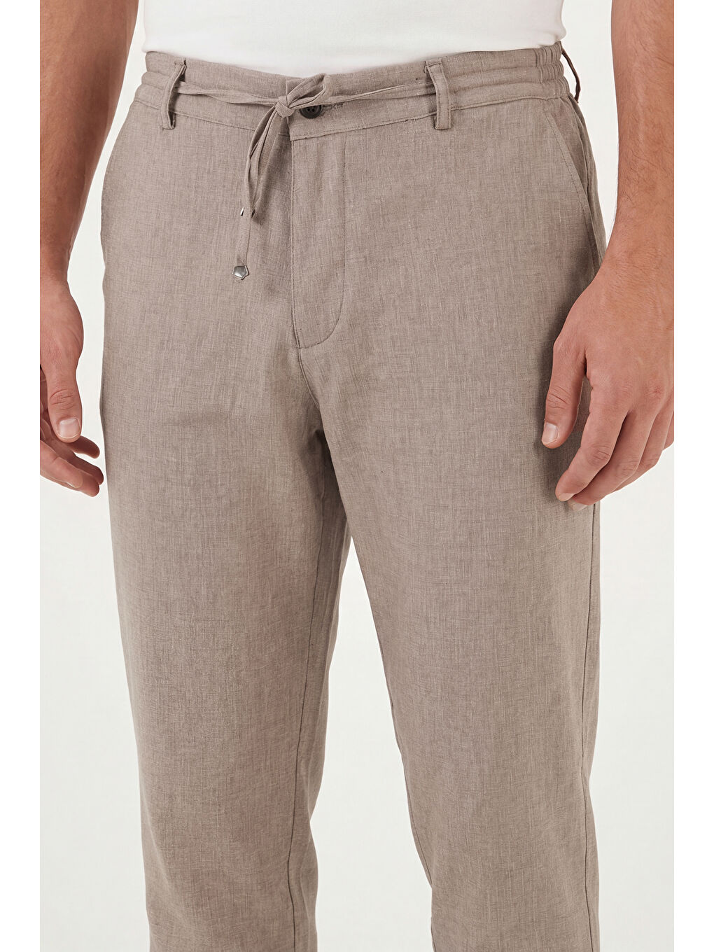 Bej Slim Fit Normal Bel Daralan Paça Pantolon 6843649-5