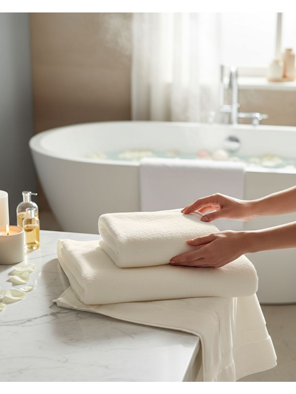 Ekru %100 Pamuk | Velune Banyo Havlusu 2'li Set | Kırık Beyaz | 80x160 | Otel Serisi-5