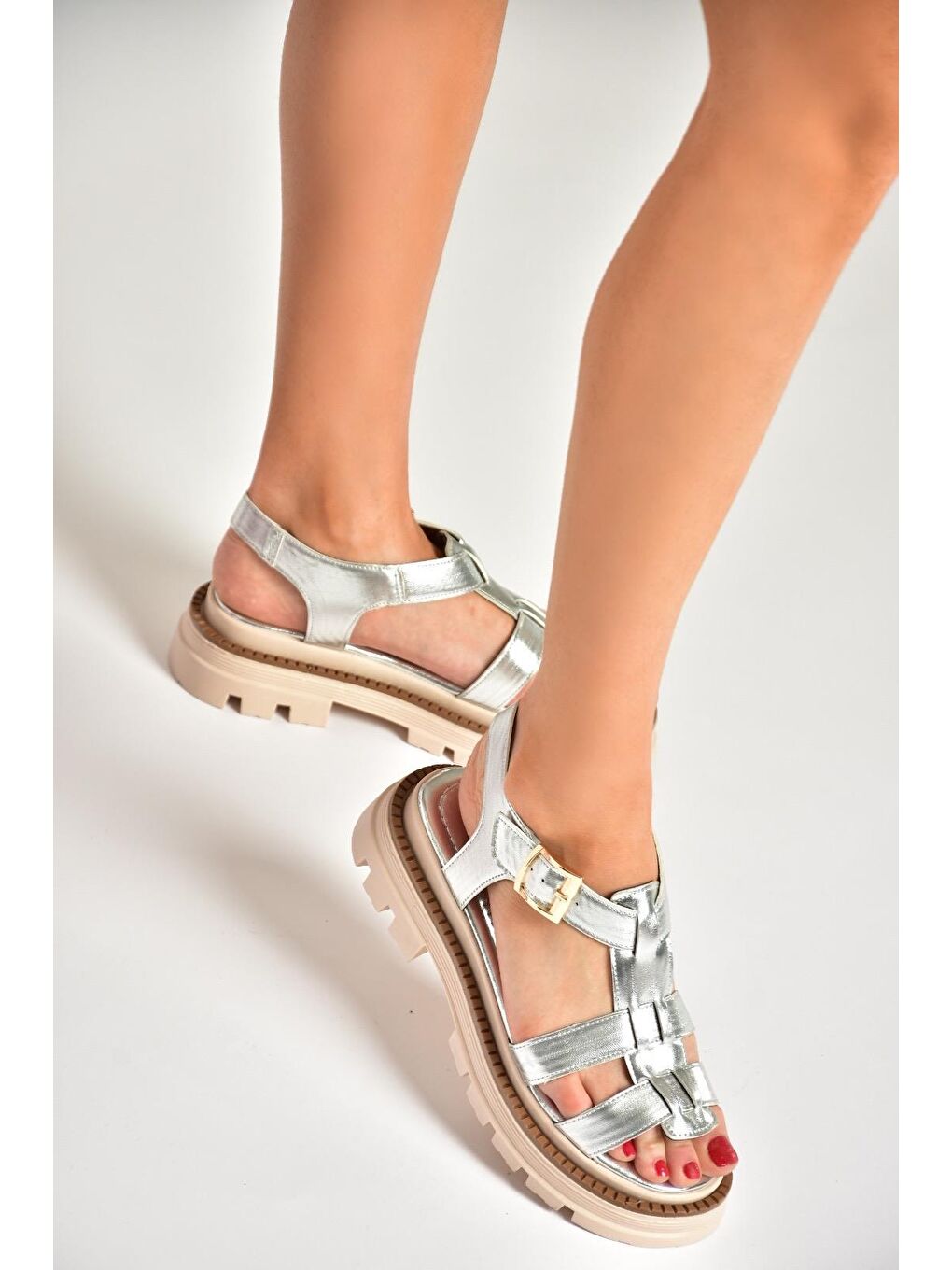 Gri S4373020 Gümüş Kadın Sandalet-2