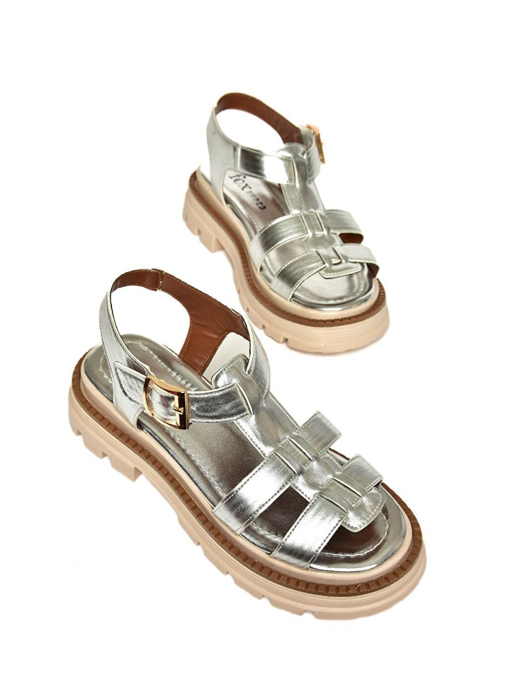 Gri S4373020 Gümüş Kadın Sandalet-4