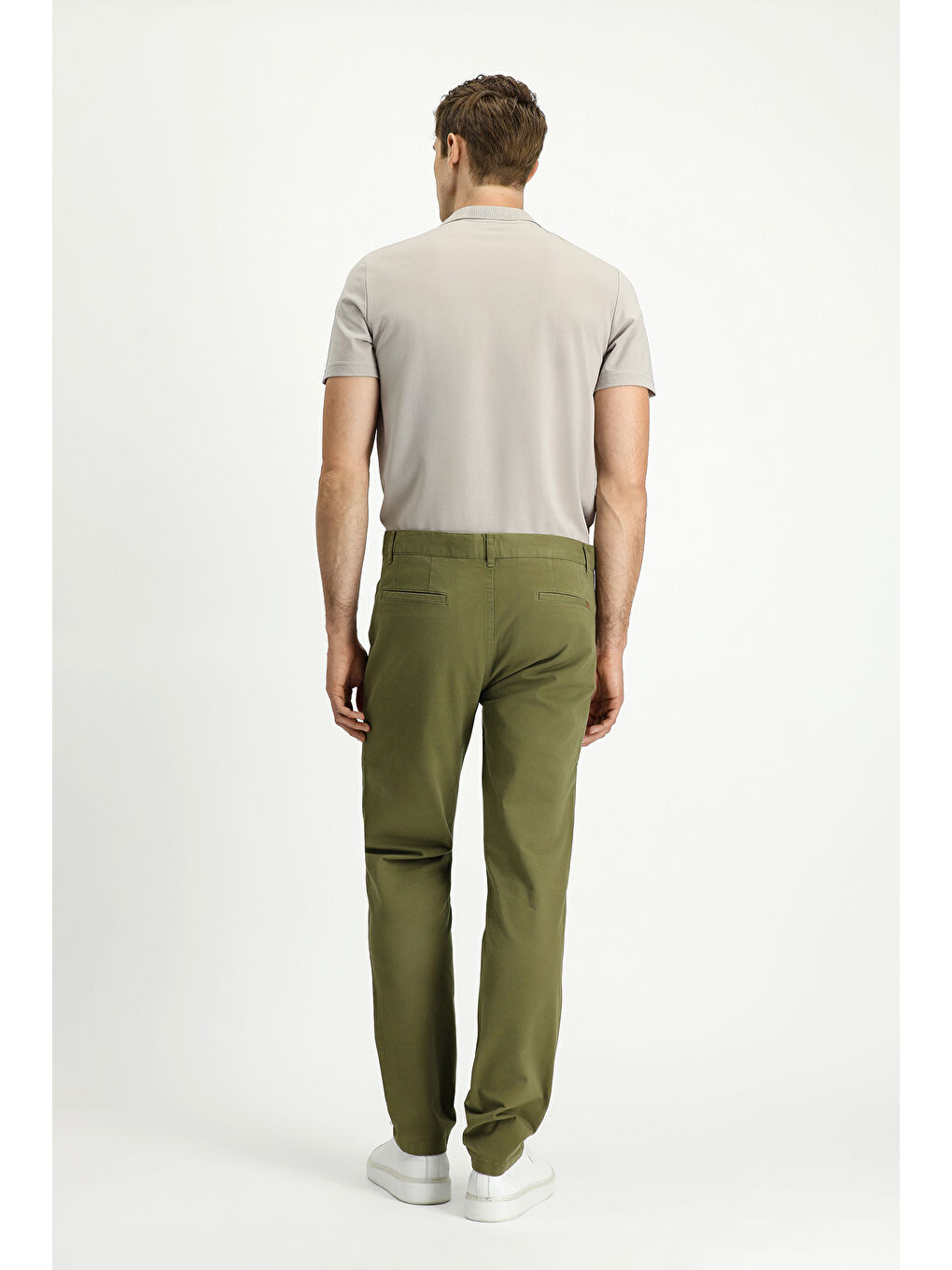 Haki Slim Fit Dar Kesim Elastanlı Kanvas / Chino Pantolon-3