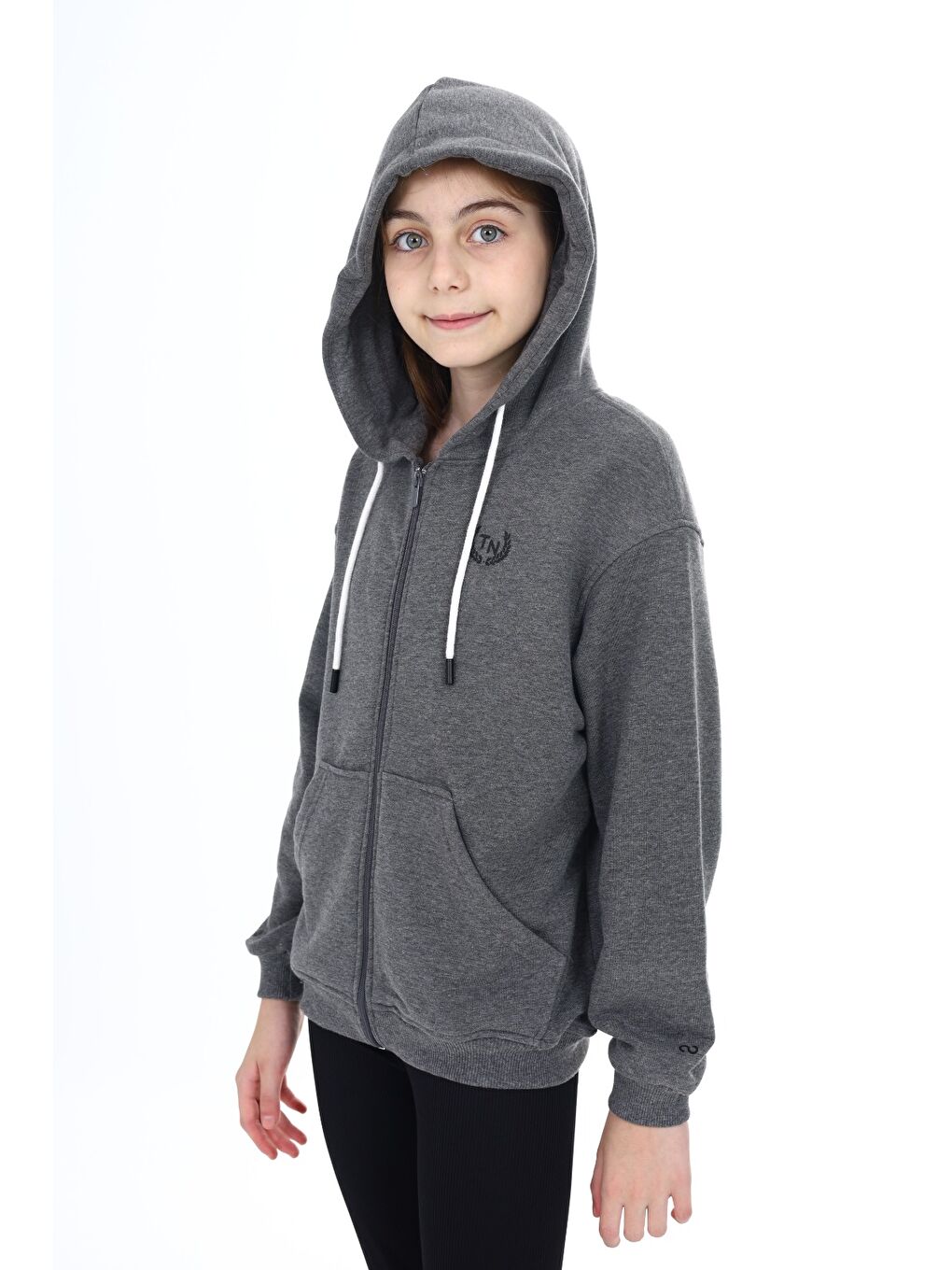 Antrasit Kız Çocuk Baskılı Hırka-5