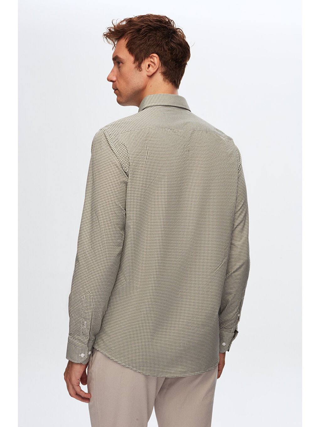 Slim Fit Haki Pötikare Gömlek-3