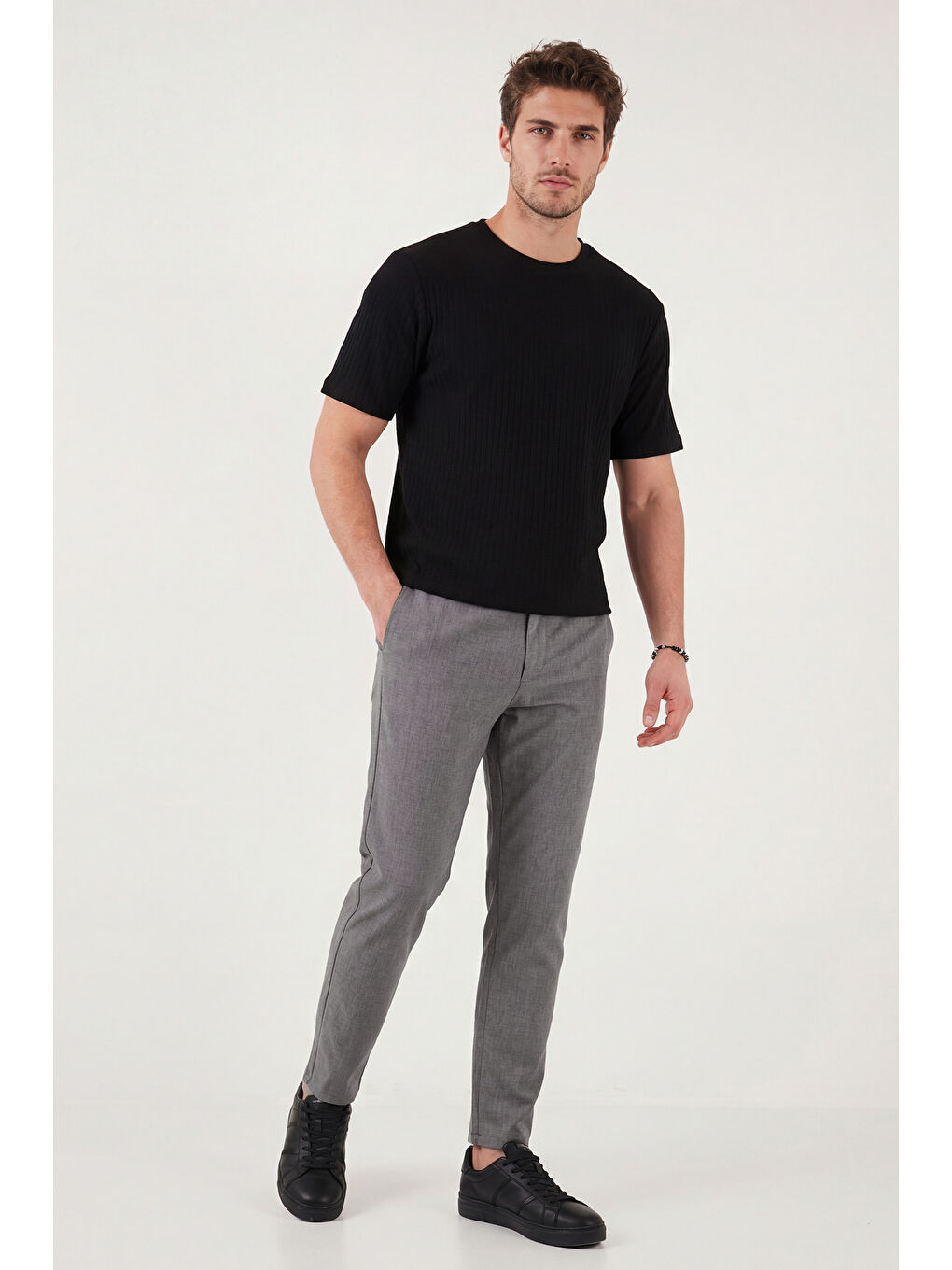Gri Slim Fit Normal Bel Daralan Paça Pantolon 6843649-1