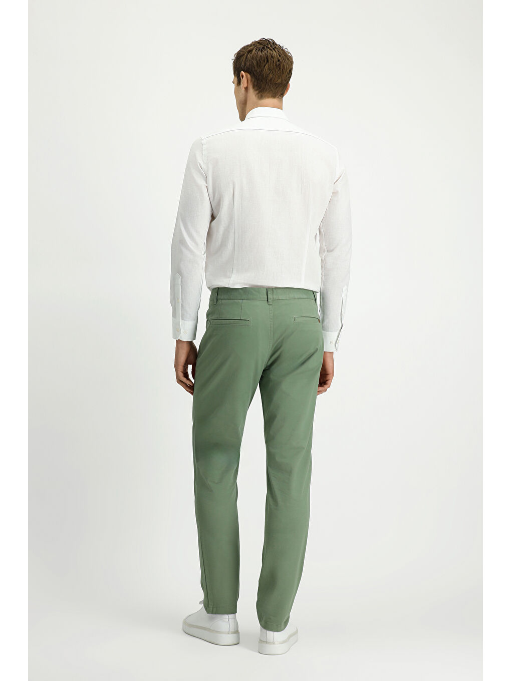 Yeşil Slim Fit Dar Kesim Elastanlı Kanvas / Chino Pantolon-3