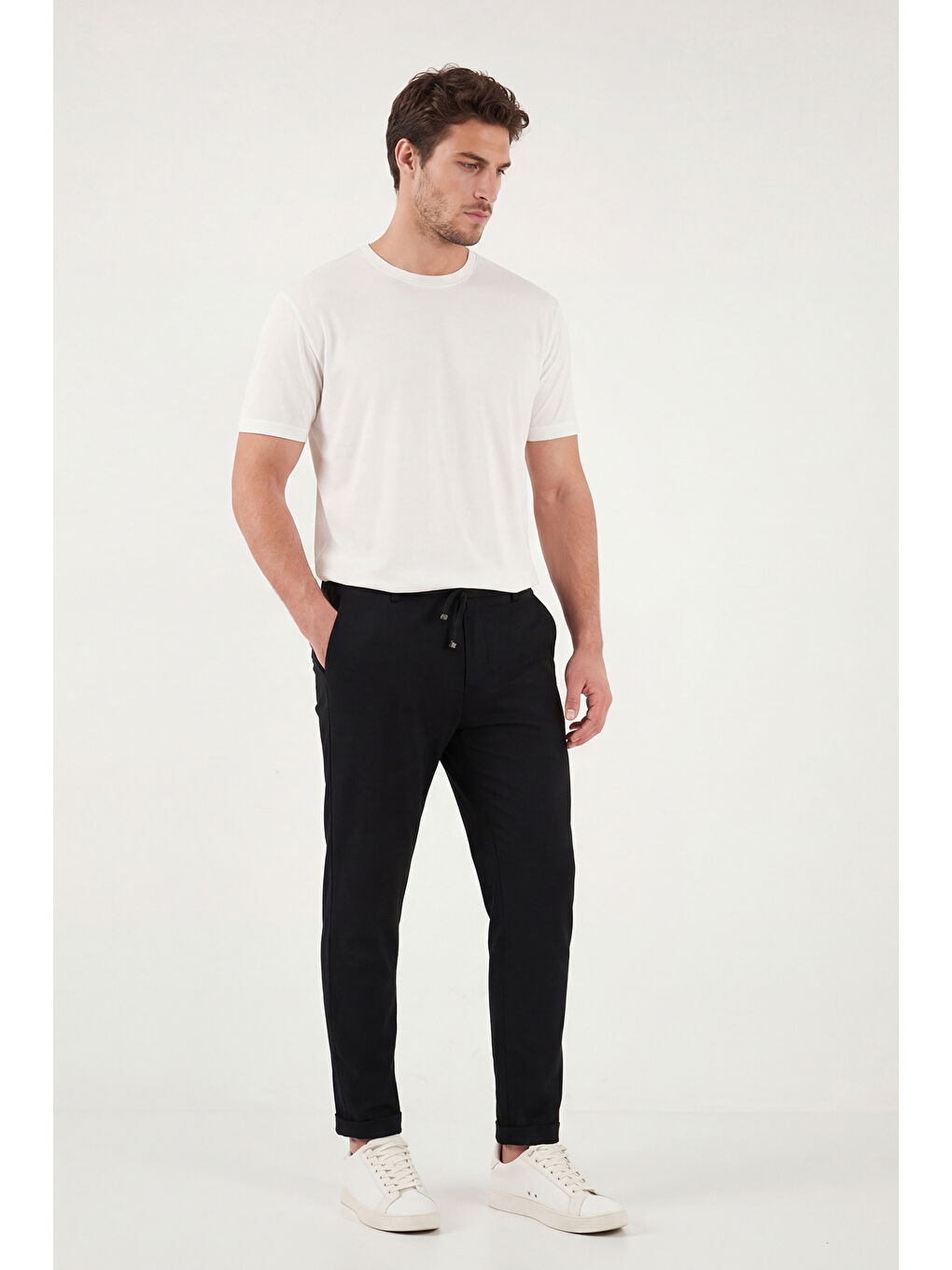 Siyah Slim Fit Normal Bel Daralan Paça Pantolon 6843654-2