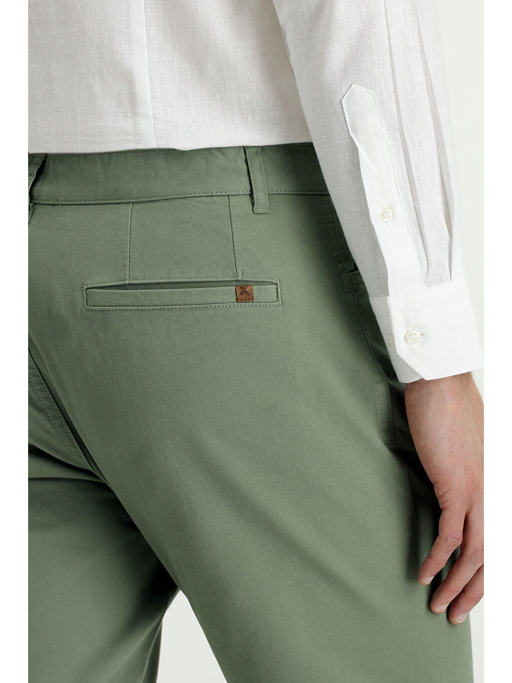 Yeşil Slim Fit Dar Kesim Elastanlı Kanvas / Chino Pantolon-5