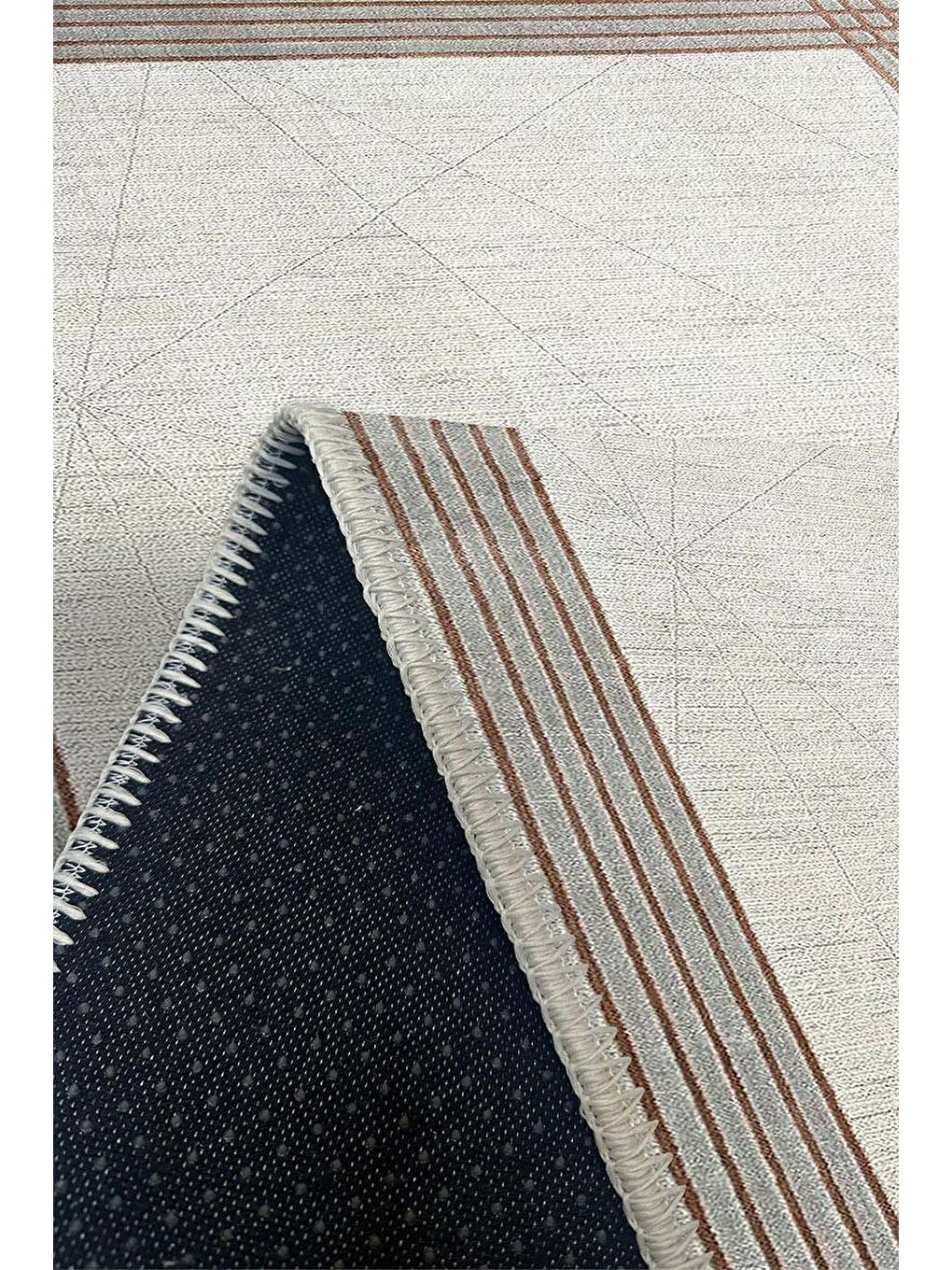 Kahverengi Premium Kalite, Pamuk ve Kaydırmaz Taban, Yıkanabilir, Modern Halı  180 x 280 cm-2